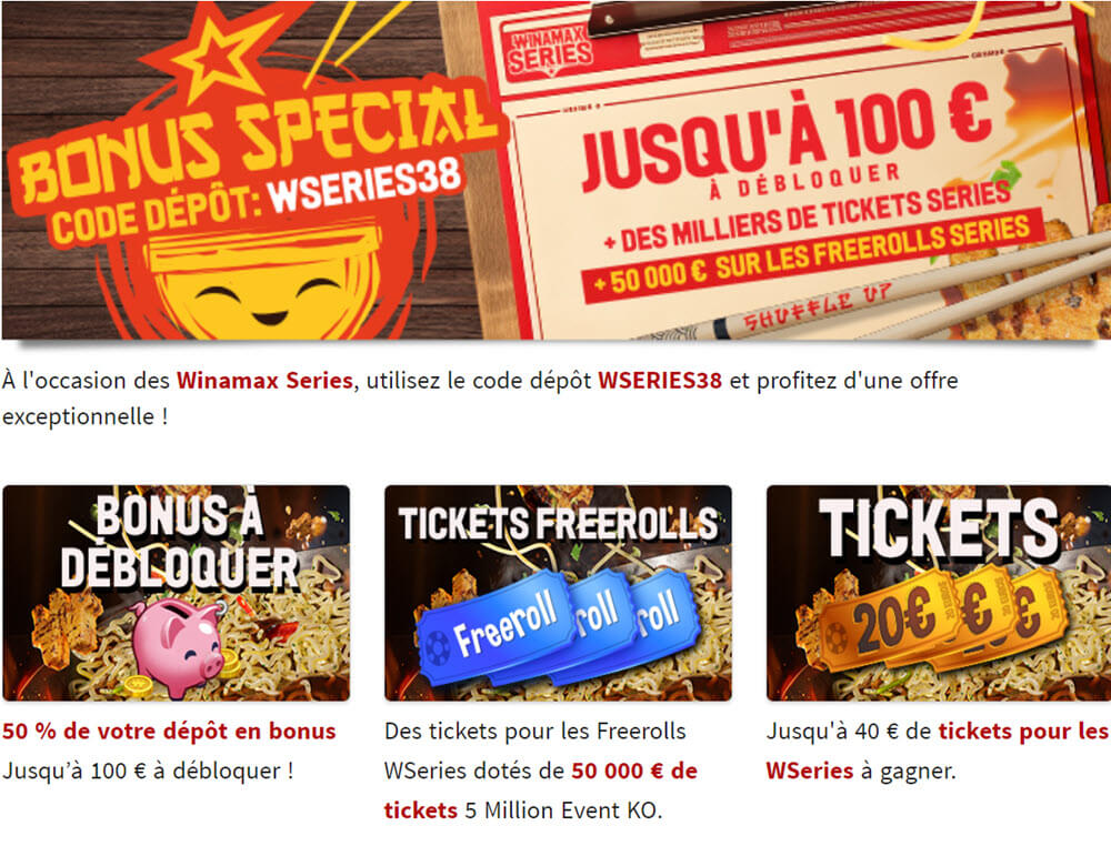 Bonus spécial pour les Winamax Series de 2024